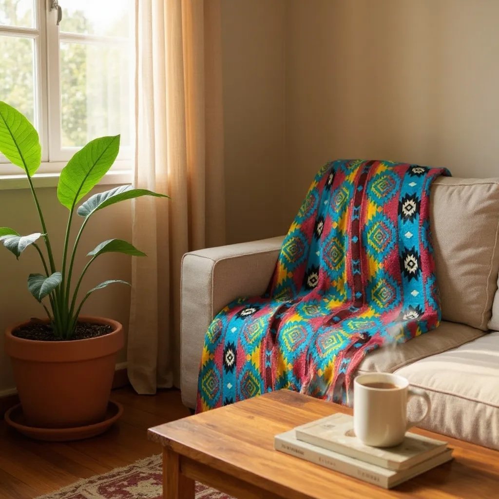 Throw Sherpa Blanket ,Dakota Turquoise